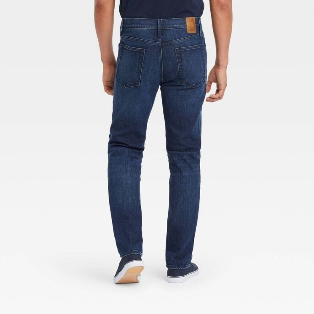 Goodfellow & Co Men's Mid Rise Casual Fit Straight Dark Blue Wash - Picture 2 of 3